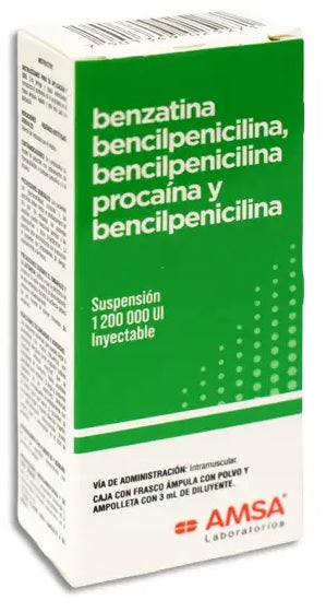 BENCILPENICILINA BENZAT COMP. 1,200,000 FCO. AMP. C/PVO. Y AMP. C/3 ML.