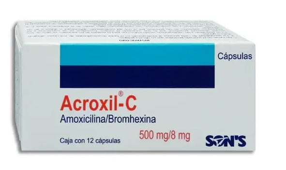 ACROXIL-C CAP. 500/8 MG. CAJA C/12