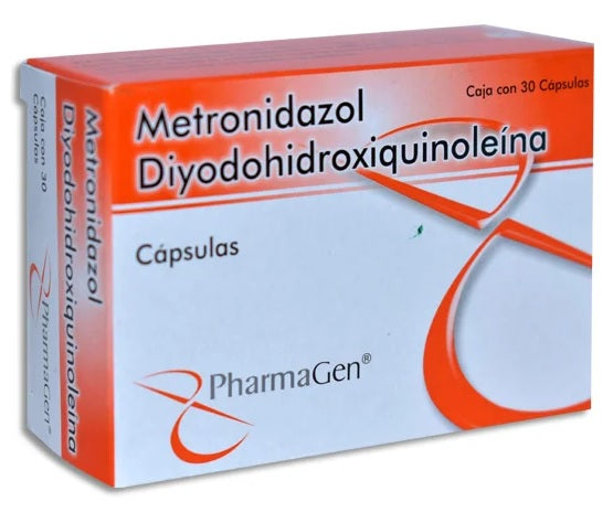 METRONIDAZOL DIYOHIDROXIQUINOLEINA CAP. 400/200 MG. CAJA C/30