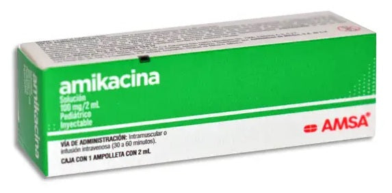 AMIKACINA INY. 100 MG. CAJA C/1 AMP. C/2 ML.