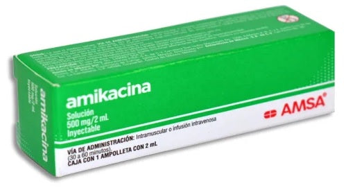AMIKACINA INY. 500 MG. CAJA C/1 AMP. C/2 ML.
