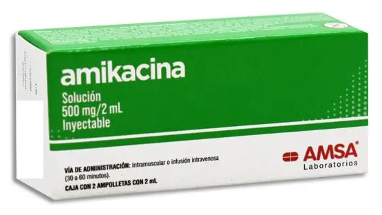 AMIKACINA INY. 500 MG. CAJA C/2 AMP. C/2 ML.