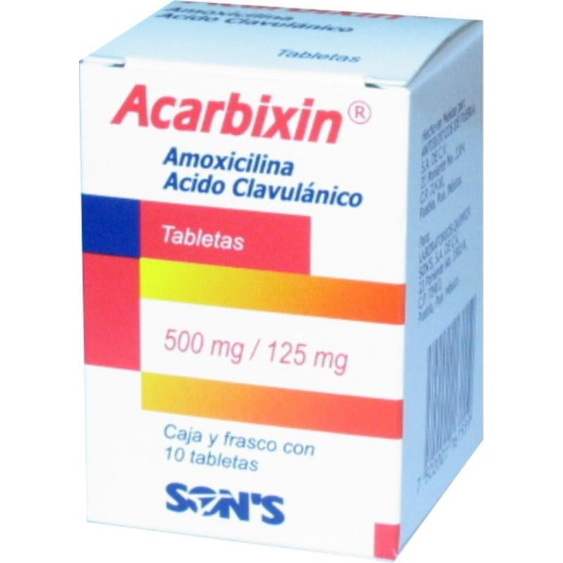 ACARBIXIN TAB. 500/125 MG. CAJA C/FCO. C/10