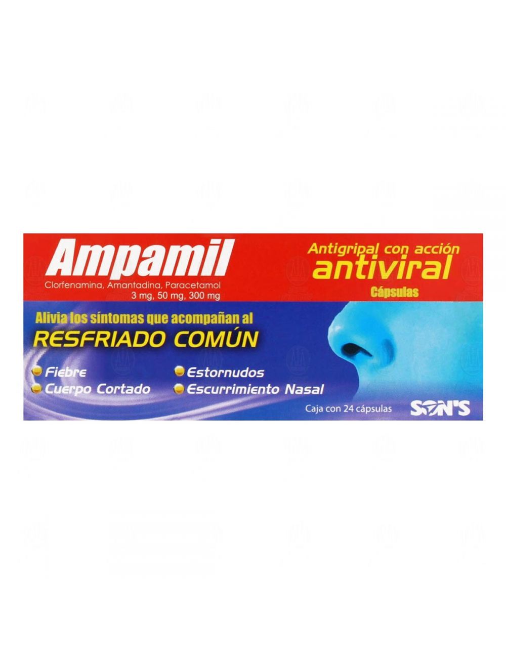 AMPAMIL CAP. 50/3/300 MG. CAJA C/24
