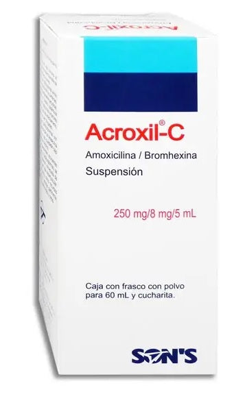 ACROXIL-C SUSP. 250/8 MG. CAJA C/FCO. C/PVO. P/60 ML.