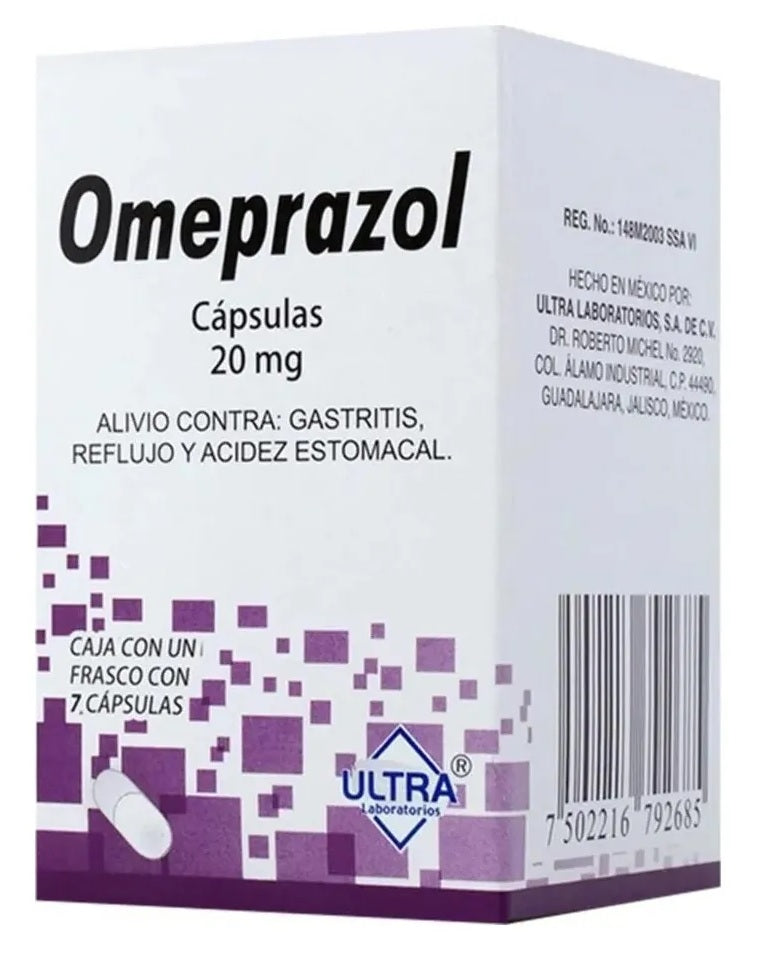 OMEPRAZOL CAP. 20 MG. CAJA C/FCO. C/7