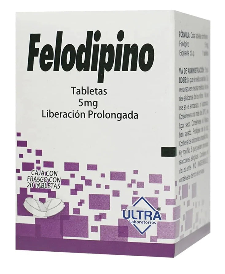 FELODIPINO TAB. L.P. 5 MG. CAJA C/20