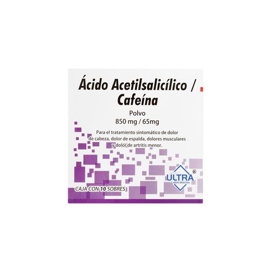 ACIDO ACETILSALICILICO CAFEINA PVO. 850/65 MG. CAJA C/10 SOBRES