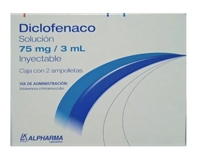 DICLOFENACO INY. 75 MG. CAJA C/2 AMP. C/3 ML.