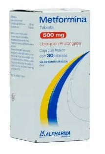 METFORMINA TAB. L.P. 500 MG. CAJA C/FCO. C/30