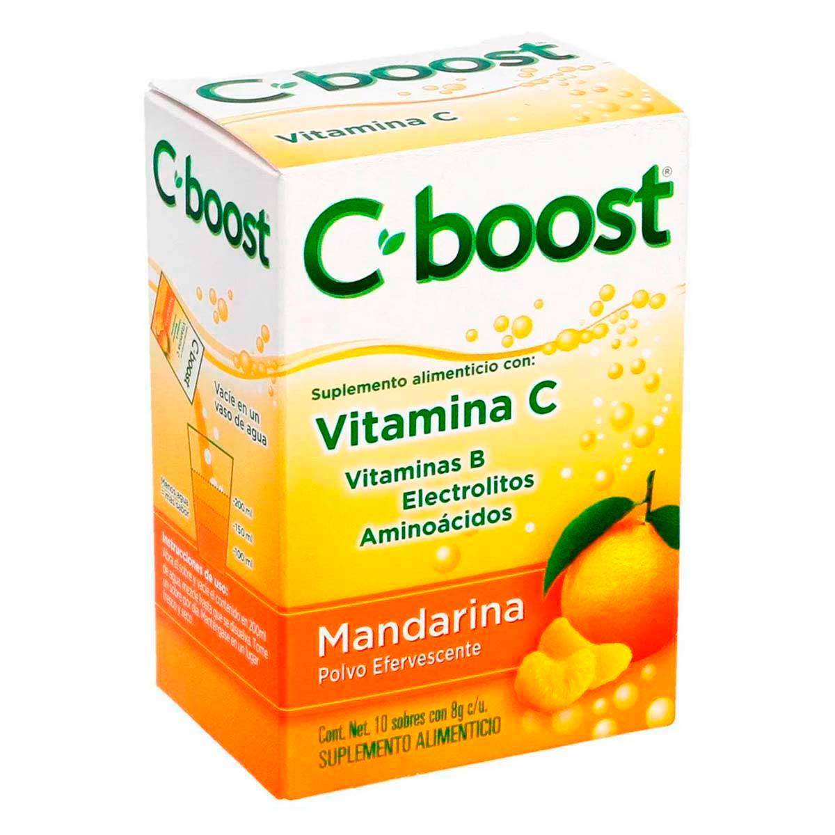 C-BOOST PVO EFERV CAJA C/10 SOBRES C/8 G C/U SABOR MANDARINA